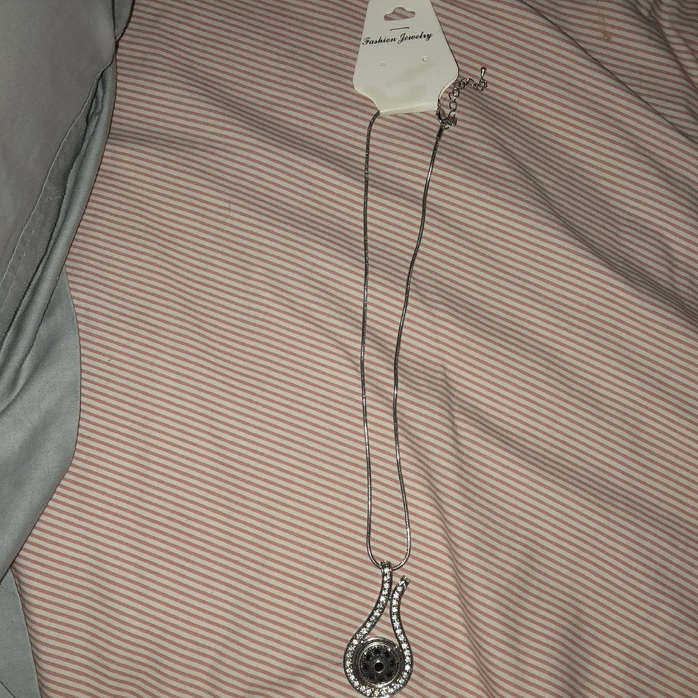 Necklace with crystal and silver pendant